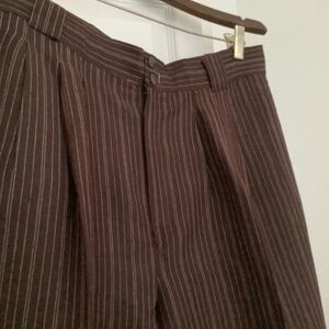 Vintage Brown pinstripe 50% Linen womens Slack size 12